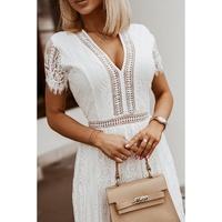 Azura Exchange White Blue Fill Your Heart Lace Maxi Dress - M thumbnail