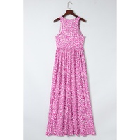 Rose Leopard Print Pocketed Sleeveless Maxi Dress - S thumbnail