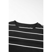 Black Striped Casual Slit Long Dress - L thumbnail