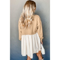 Pale Khaki Sweatshirt Poplin Mini Dress - L thumbnail