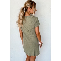 Laurel Green Folded Sleeve Twisted Mini T-Shirt Dress - L thumbnail