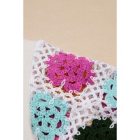 White Floral Crochet Splicing Sleeve T Shirt Dress - M thumbnail