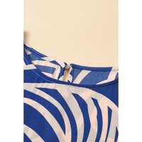 Sky Blue Boho Printed Short Sleeve Flare Tiered Dress - M thumbnail