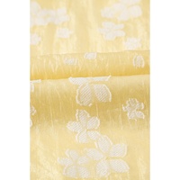 Yellow Boho Flower Jacquard Puff Sleeve Square Neck Mini Dress - L thumbnail
