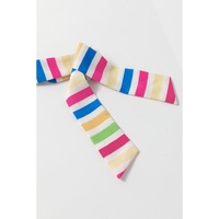 Rose Red Striped Trim Self-tie Straps Floral Maxi Dress - S thumbnail