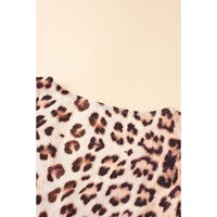 Bright Pink Leopard Colorblock Patchwork Bubble Sleeve Maxi Dress - M thumbnail