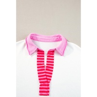 White Stripe Colorblock Patchwork Short Sleeve T Shirt Dress - L thumbnail