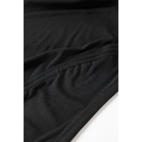 Black Drawstring Ruched Side Split Ribbed Midi Dress - M thumbnail