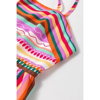 Multicolour Striped Thin Straps Smocked Back Boho Maxi Dress - XL thumbnail