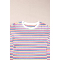 Pink Stripe Crew Neck T Shirt Dress - XL thumbnail
