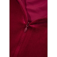 Racing Red Velvet High Neck Tiered Ruffle Mini Dress - S thumbnail