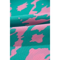 Green Abstract Print Puff Sleeve Tied Notched Neck Long Dress - M thumbnail