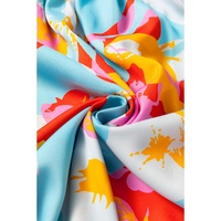 Sky Blue Floral Bracelet Sleeve Empire Waist Mini Dress - L thumbnail