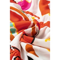 Orange Floral Print Split V Neck Tiered Maxi Dress - L thumbnail