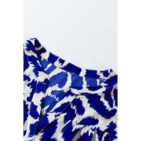 Blue Western Abstract Geometric Printed Maxi Dress - M thumbnail