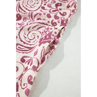 Pink Paisley Print Tiered 3/4 Sleeve Notched Neck Mini Dress - L thumbnail