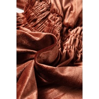 Chestnut Velvet Short Sleeve Shirred Waist Tiered Maxi Dress - L thumbnail