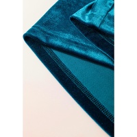 Prussian Blue Velvet Short Sleeve Shirred Waist Tiered Maxi Dress - S thumbnail