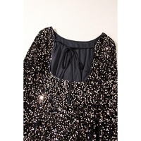 Chestnut Sequin Crew Neck Long Sleeve Bodycon Dress - L thumbnail
