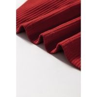 Racing Red Ribbed Knit Long Sleeve High Neck Mini Dress - L thumbnail