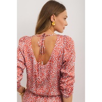 Tomato Red Leopard Print Long Sleeve Hollowed Back Split Mini Dress - L thumbnail