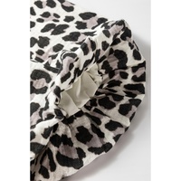Black Leopard Print Elasticated V Neck 3/4 Puff Sleeve Dress - M thumbnail