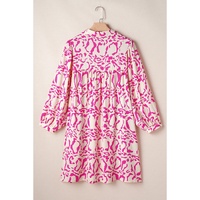 Pink Leopard Print Loose Fit Babydoll Mini Dress - M thumbnail