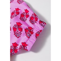 Sachet Pink Floral Print Multi Buttons Collared Short Sleeve Flowy Dress - XL thumbnail