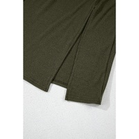 Jungle Green Ribbed Side Slit Ruched Slim Fit Long Sleeve Mini Dress - XL thumbnail