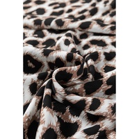 Khaki Leopard V Neck Cinched High Waist Open Back Maxi Dress - L thumbnail