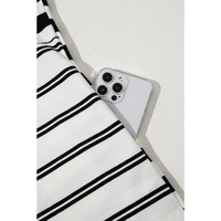 Black Stripe Half Placket Polo T Shirt Dress - L thumbnail