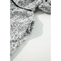 Gray Floral Print Open Back Balloon Sleeve Square Neck Mini Dress - L thumbnail