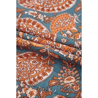 Orange Paisley Print Loose Fit Drawstring High Waist Mini Dress - L thumbnail