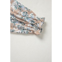 Khaki Maple Grove Floral Smocked Puff Sleeve Long Dress - L thumbnail
