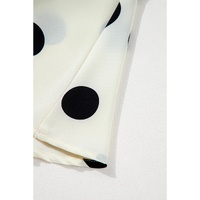 Beige Polka Dot Printed Surplice V Neck Puff Sleeve Mini Dress - M thumbnail
