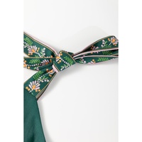 Blackish Green Floral Smocked Back Tied Straps Tiered Maxi Dress - L thumbnail