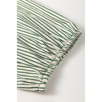 Green Patch Pockets Button Down Short Puff Sleeve Dress - M thumbnail