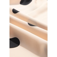 Oatmeal Polka Dot Smocked Fit Flared Sleeveless Long Dress - L thumbnail