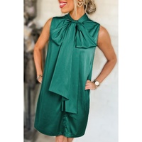 Evergreen Bow Tie Satin Shift Sleeveless Mini Dress - L thumbnail