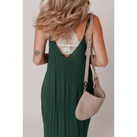 Duffel Green Spaghetti Straps Pocketed Slouchy Maxi Dress - L thumbnail