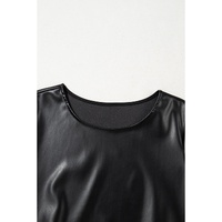 Black Faux Leather Loose T-shirt Dress - L thumbnail
