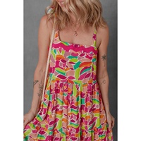 Multicolour Floral Tied Straps Ricrac Trim Maxi Dress - M thumbnail