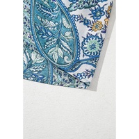 Blue Bohemian Paisley Floral V Neck Short Sleeve Mini Dress - S thumbnail