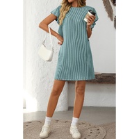 Canton Corded Ruffle Sleeve Crew Neck Shift Dress - S thumbnail