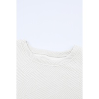 Bright White Textured Loose Fit T Shirt and Drawstring Pants Set - S thumbnail