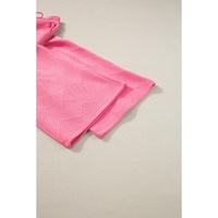 Strawberry Pink Textured Loose Fit T Shirt and Drawstring Pants Set - XL thumbnail