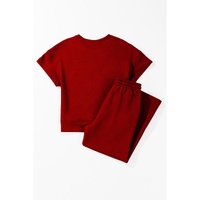 Red Dahlia Textured Loose Fit T Shirt and Drawstring Pants Set - M thumbnail