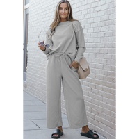 Gray Ultra Loose Textured 2pcs Slouchy Outfit - S thumbnail