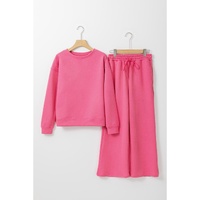 Strawberry Pink Ultra Loose Textured 2pcs Slouchy Outfit - M thumbnail