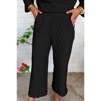 Black Solid Quilted Pullover and Pants Outfit - L thumbnail